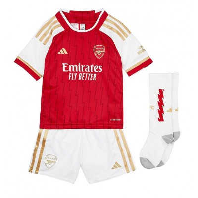 Otroški Nogometni dresi Arsenal Declan Rice #41 Domači 2023-24 Kratek Rokav (+ Kratke hlače)